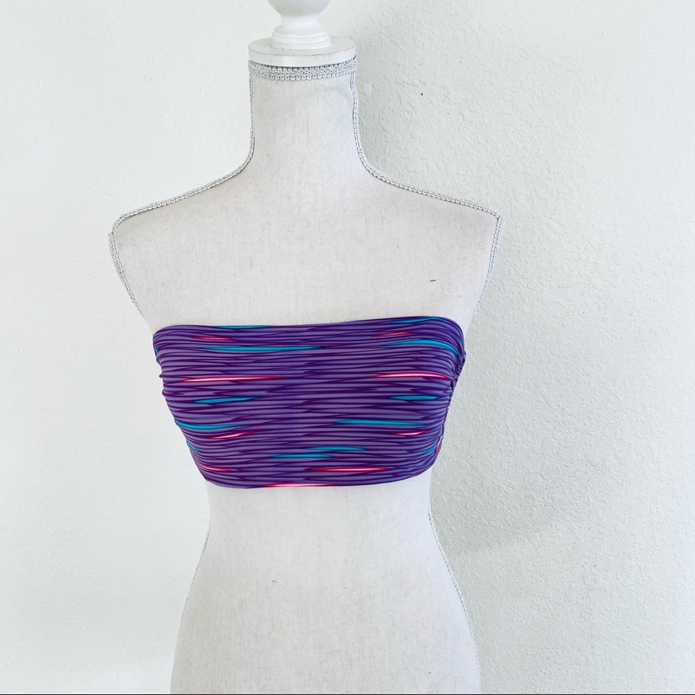 Reversible Purple Striped Bikini Top Size M